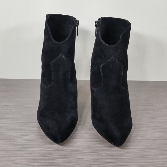 Vince Camuto Side Zip Bootie, Black Suede, Womens Size 7.5 M / 38 - Picture 2 of 12